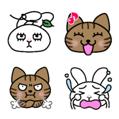 [LINE絵文字] うさぎとネコの絵文字の画像