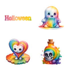 [LINE絵文字] Emoji happy Halloween rainbow colorfulの画像