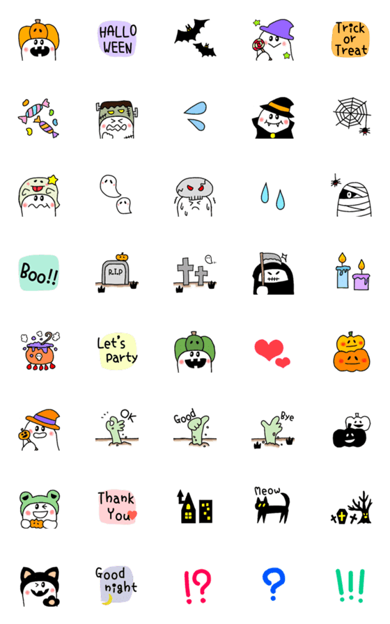 [LINE絵文字]おばけちゃんのハロウィン☆絵文字の画像一覧