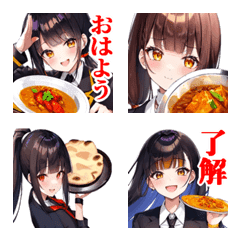 [LINE絵文字] インドカレー女子絵文字の画像