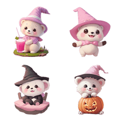 [LINE絵文字] Little White Bear Halloween Emojiの画像