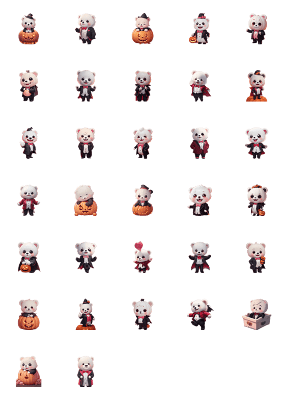 [LINE絵文字]Dracula Bear Halloween Emoji v.2の画像一覧