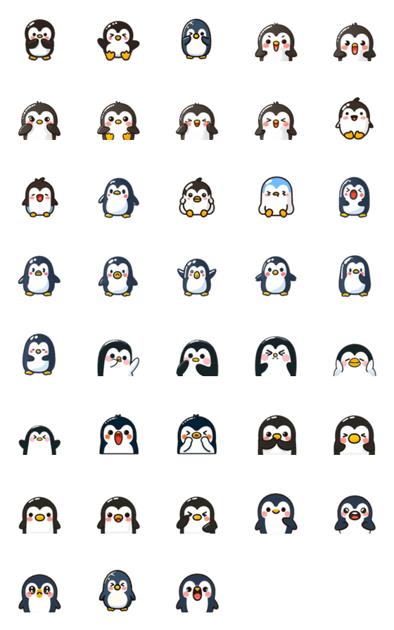 [LINE絵文字]ペンギン顔文字ステッカーの画像一覧