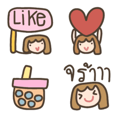 [LINE絵文字] PoMoTo Emoji Happy Girlの画像