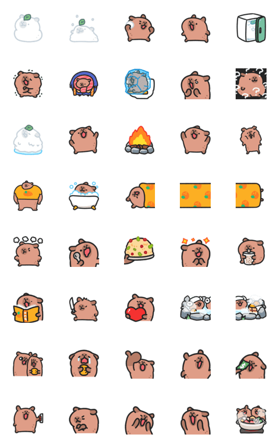 [LINE絵文字]Baby capybara animated emoji 4の画像一覧