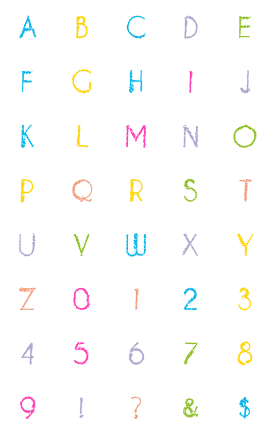 [LINE絵文字]Twopebaby Chalk Letter Number emojiの画像一覧