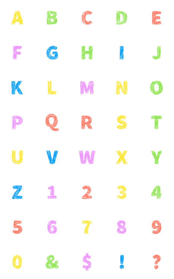 [LINE絵文字]Twopebaby Colorful Letter Number1の画像一覧