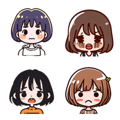 [LINE絵文字] ショートヘアの少女顔文字ステッカーの画像