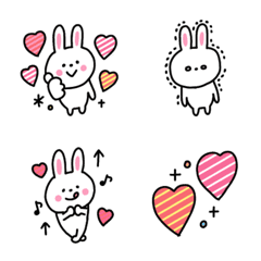 [LINE絵文字] うさぎ♡しましまハートの画像