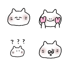 [LINE絵文字] 白 猫 シャイの画像