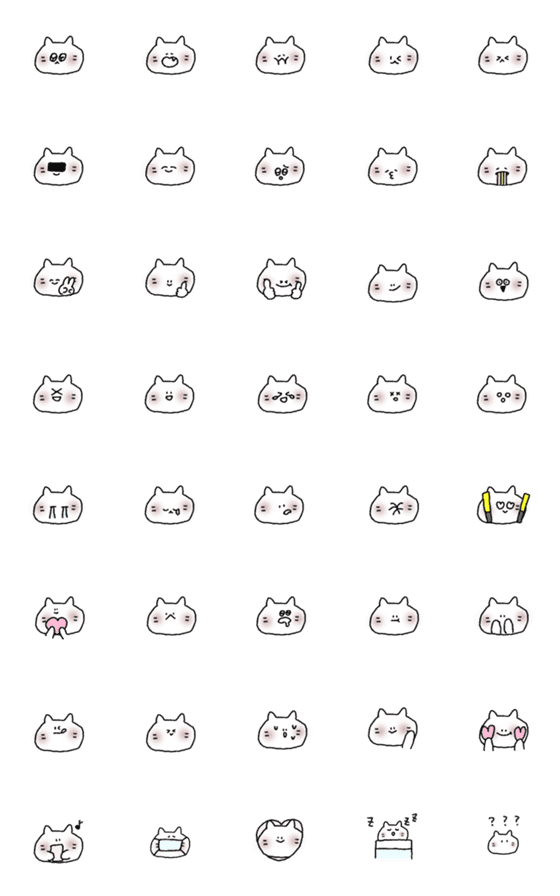 [LINE絵文字]白 猫 シャイの画像一覧