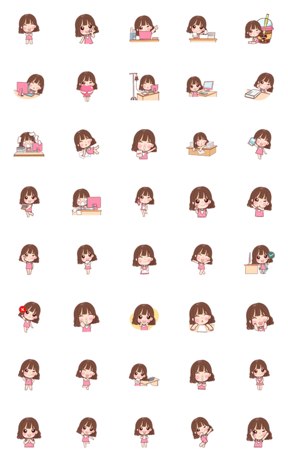 [LINE絵文字]Nong Namcha, office girl, emojiの画像一覧