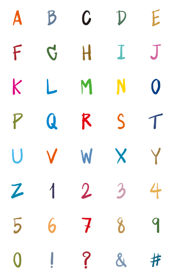 [LINE絵文字]Twopebaby Colorful Letter Numberの画像一覧