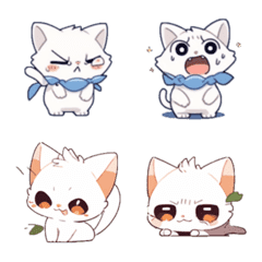 [LINE絵文字] White Cat Emoji vol.1の画像