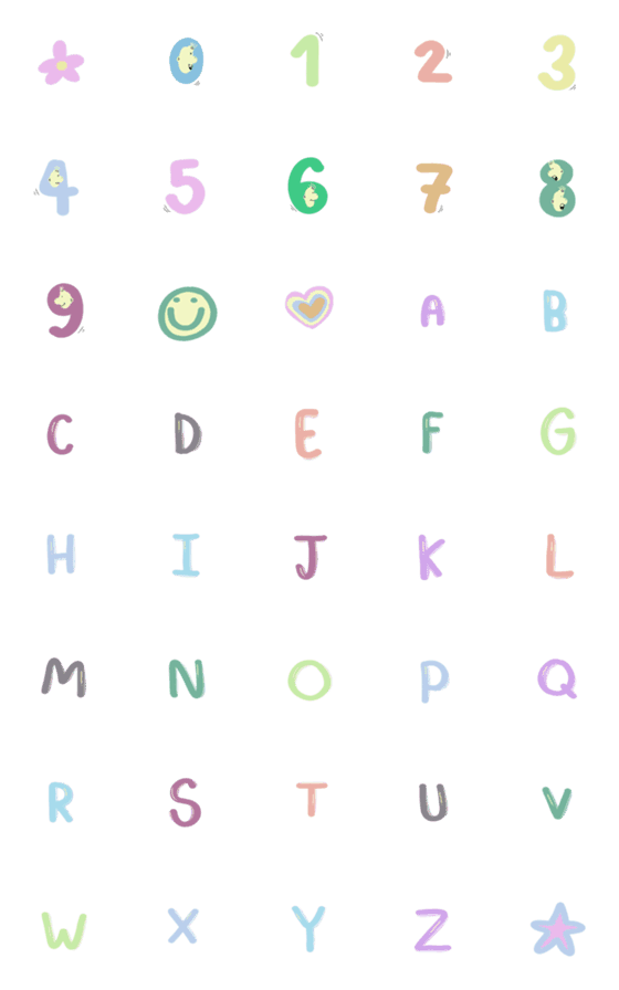 [LINE絵文字]cute number and alphabetの画像一覧