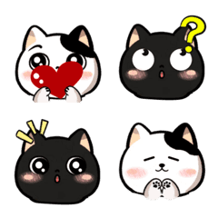 [LINE絵文字] 白猫と黒猫のキュート絵文字の画像