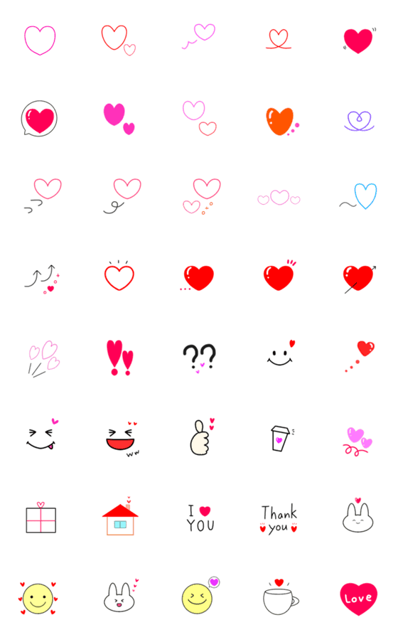 [LINE絵文字]【ハート集♡毎日使える】日常絵文字の画像一覧