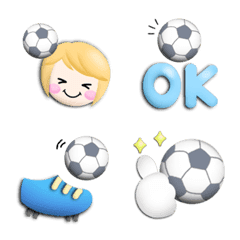 [LINE絵文字] かわいい♡サッカー応援ぷっくり絵文字13の画像