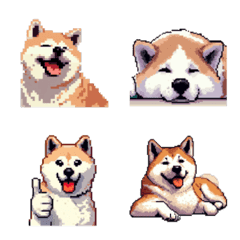 [LINE絵文字] ドット絵 秋田犬 40種の画像