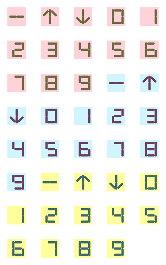 [LINE絵文字]pastel lucky numbersの画像一覧