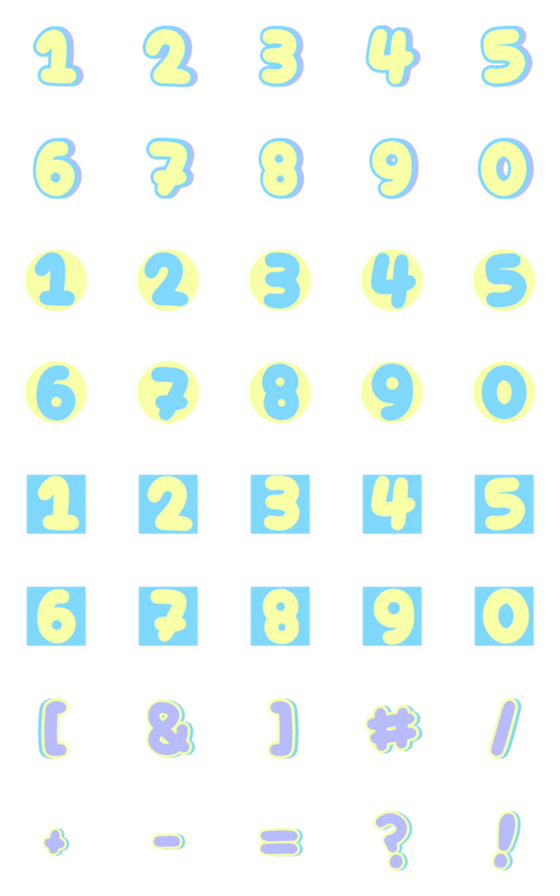 [LINE絵文字]Number emoji cute cute color pastelの画像一覧