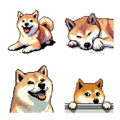 [LINE絵文字] ドット絵 柴犬 しばけん 日常の画像