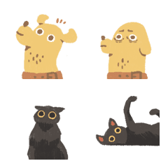 [LINE絵文字] Yellow dog ＆ Black catの画像