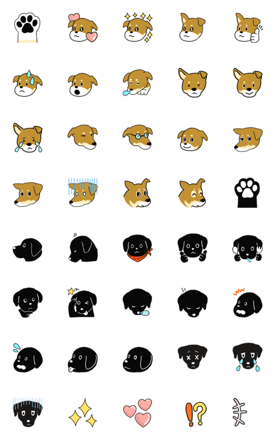 [LINE絵文字]犬の絵文字(MIX犬・黒ラブ)の画像一覧