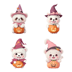 [LINE絵文字] cute white bear halloween emojiの画像