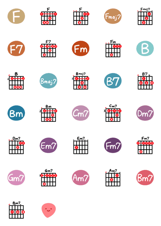 [LINE絵文字]Commonly used guitar chords 02の画像一覧