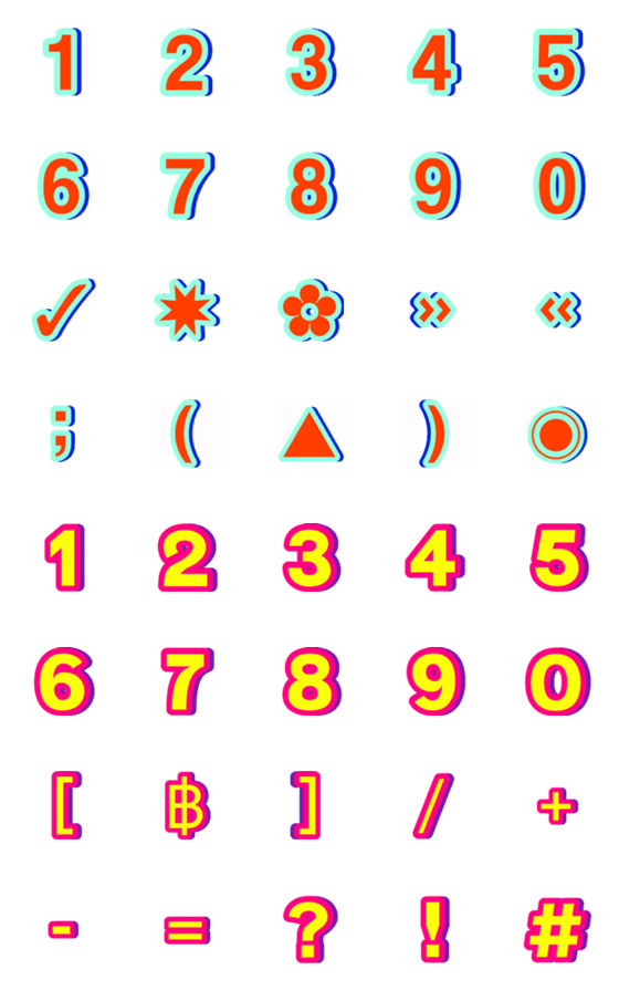 [LINE絵文字]Numbers emoji orange blue green coloの画像一覧