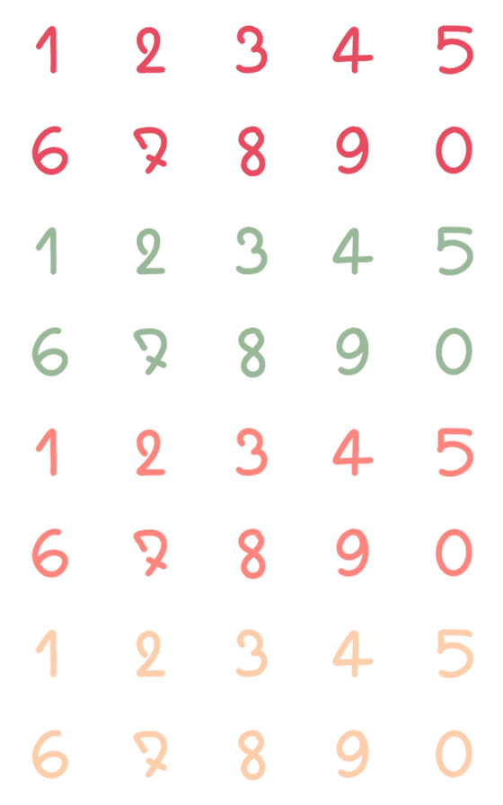 [LINE絵文字]Emoji Number Christmas Color V.2の画像一覧