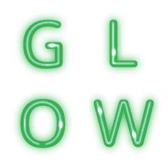 [LINE絵文字] green neon Letter Number emojiの画像