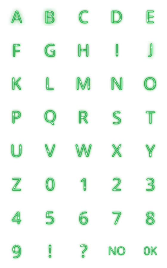 [LINE絵文字]green neon Letter Number emojiの画像一覧