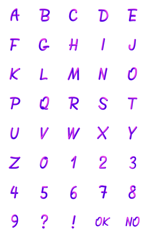 [LINE絵文字]purple neon Letter Number emojiの画像一覧