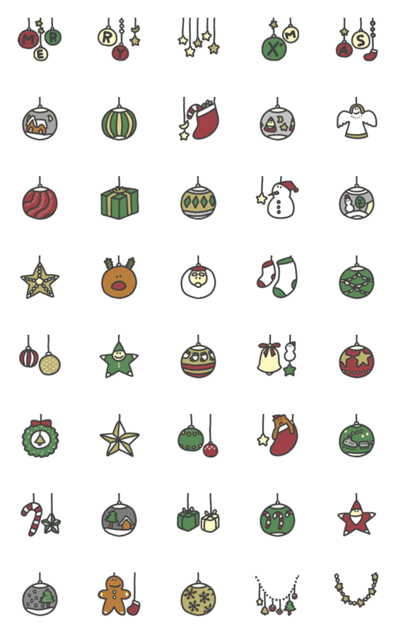 [LINE絵文字]★Xmasのオーナメント★吊り下げて飾ろうの画像一覧