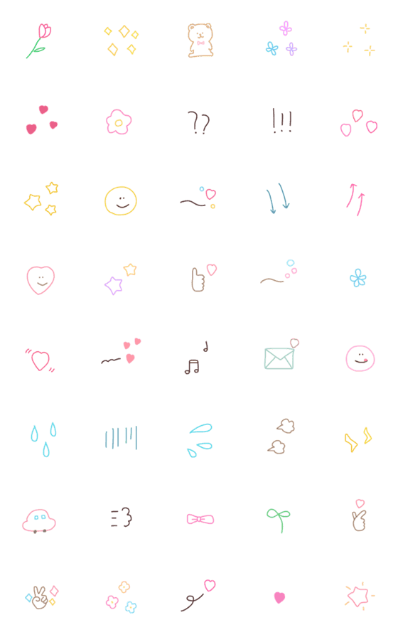 [LINE絵文字]【かわいい線画＊＊使いやすい】の画像一覧