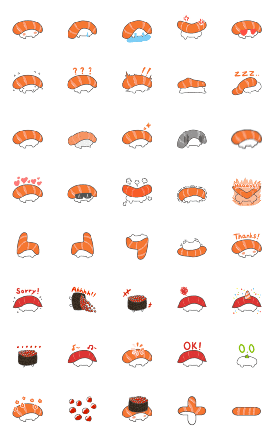 [LINE絵文字]Sushi friends！の画像一覧