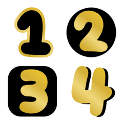 [LINE絵文字] Emoji numbers black gold cute classicの画像