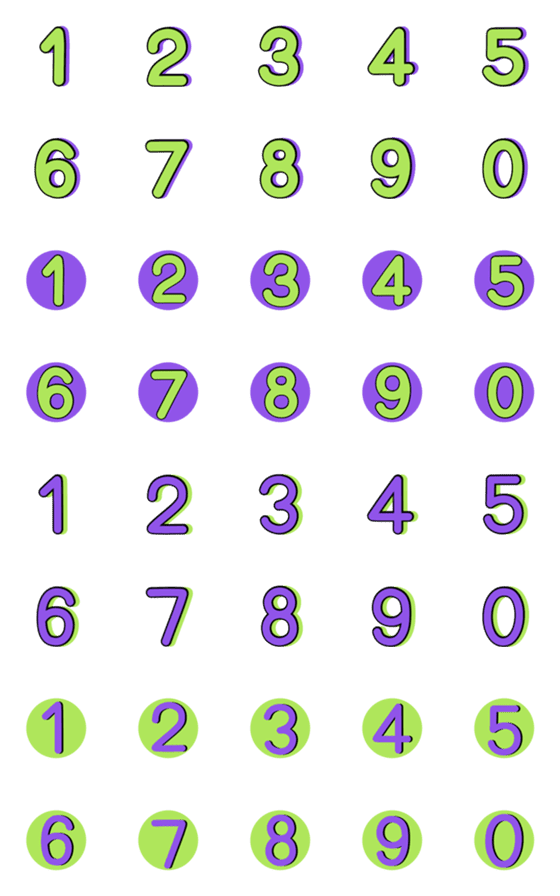 [LINE絵文字]Numbers emoji green purpleの画像一覧