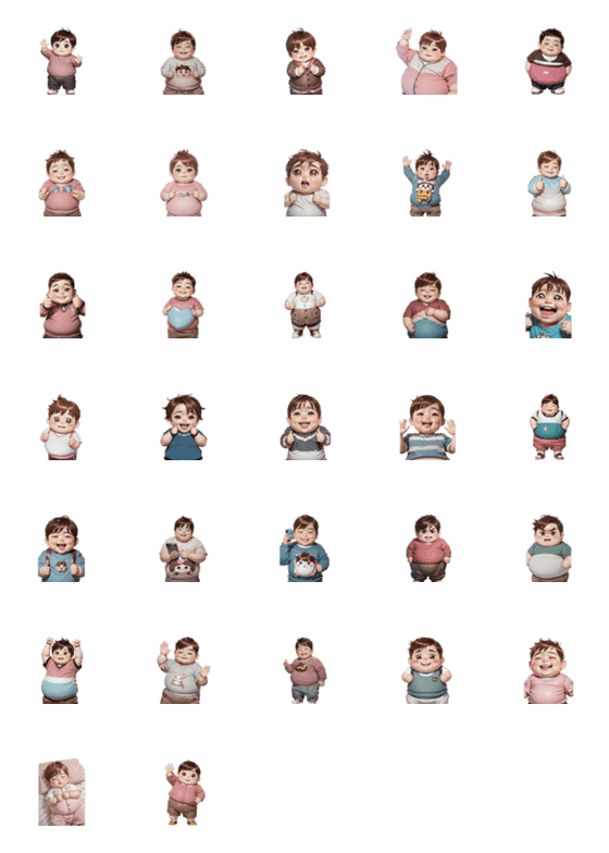 [LINE絵文字]Cute chubby fat kid emoji v.2の画像一覧