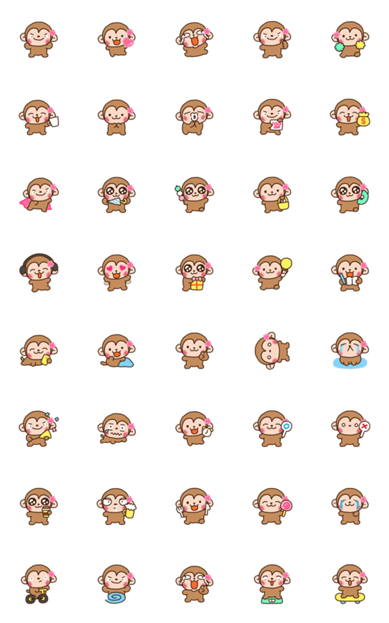 [LINE絵文字]flower monkey little cute emojiの画像一覧