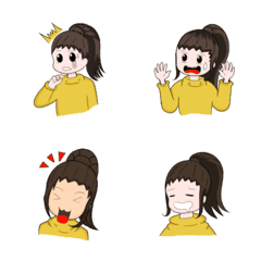 [LINE絵文字] chibi girl stickers full of expressionsの画像