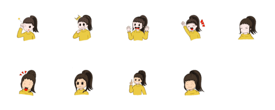 [LINE絵文字]chibi girl stickers full of expressionsの画像一覧