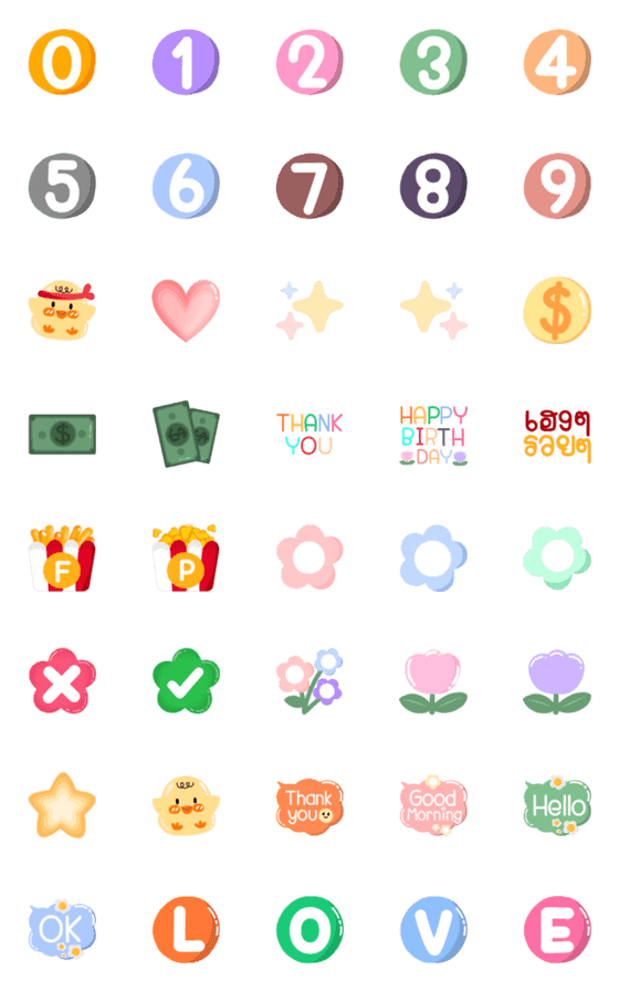 [LINE絵文字]Pastel emoji are cute and fun to use.の画像一覧