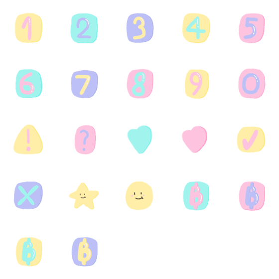 [LINE絵文字]Number emoji with pastel iconsの画像一覧