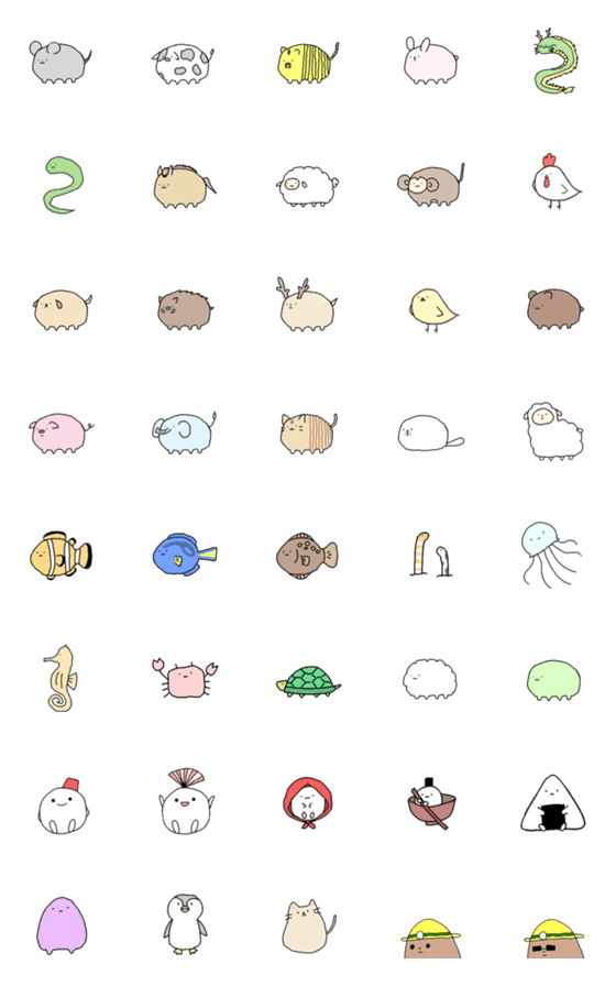 [LINE絵文字]hachopi's animal Emojiの画像一覧