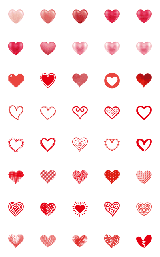 [LINE絵文字]red hearts emojiの画像一覧