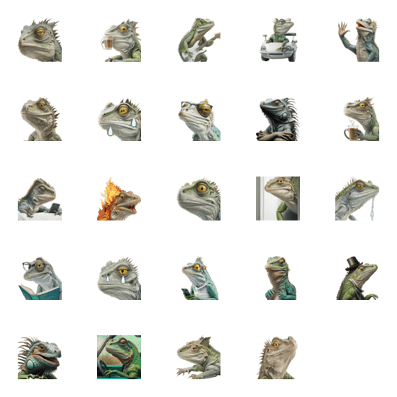 [LINE絵文字]人間みたいなイグアナの絵文字【修正版】の画像一覧