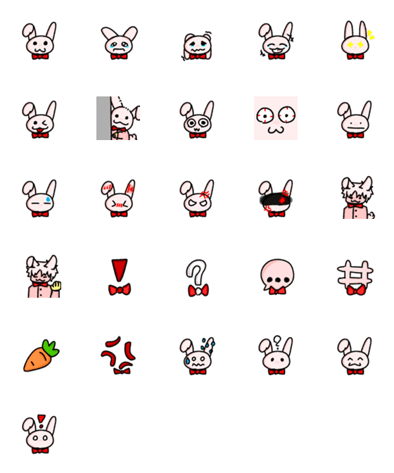 [LINE絵文字]Rabbit with red bow tieの画像一覧